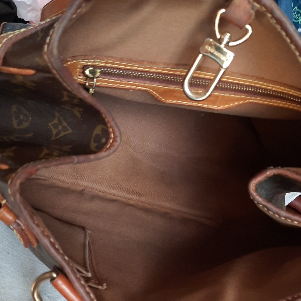Louis Vuitton Brown Monogram Canvas Shoulder Tote with Leather Trim - Picture 10 of 16